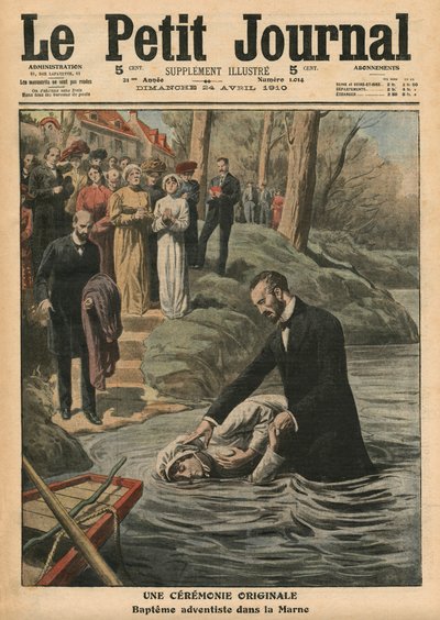 Una ceremonia inusual, un bautismo adventista en La Marne, ilustración de 